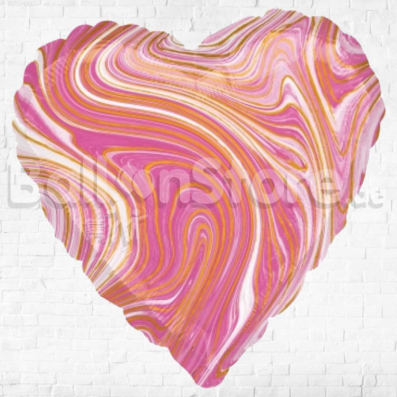 Pink Marblez Heart Foil Balloons