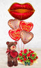 Satin Smoochy Lips Big Teddy Basket of Love  Combo - 3 in 1