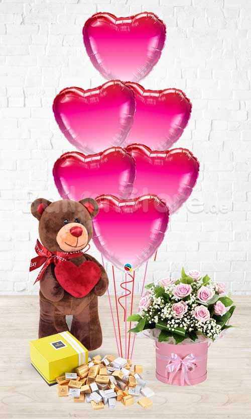 Pink Roses Love Heart Ombre Big Teddy Patchi Combo 4 in 1