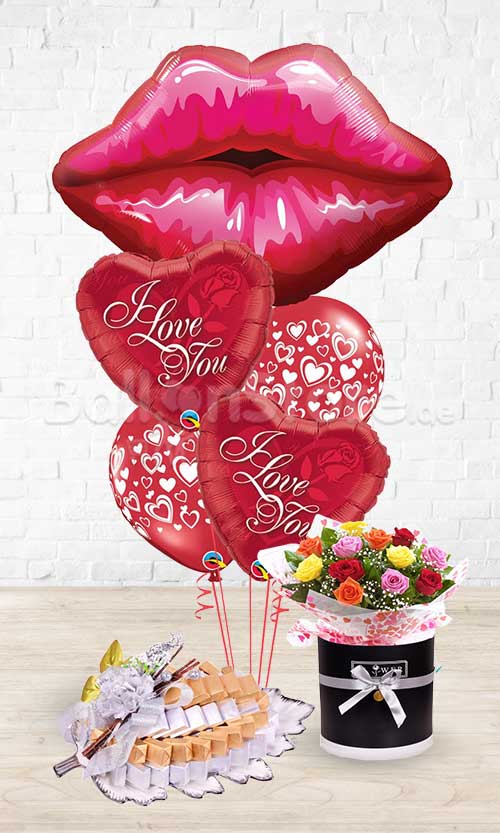 Big Red Kissy Lips Mixed Roses Patchi Combo - 3 in 1