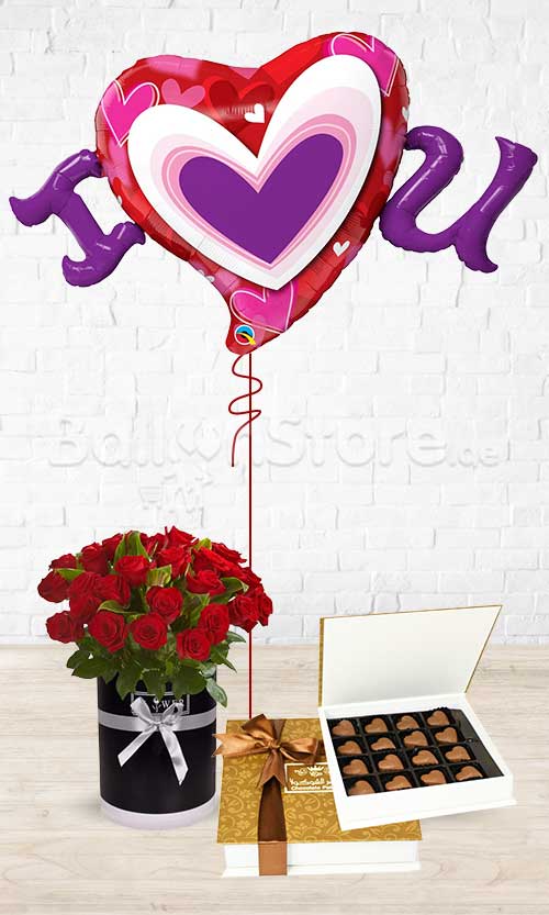 I (Heart) You Radiants Heart Red Roses Choco Combo - 3 in 1