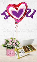 Pink Rose Love I (Heart) You Radiants Heart Red Choco Combo - 3 in 1