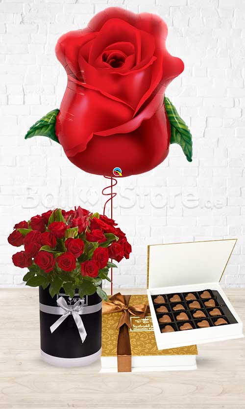 24 Red Roses Bud Choco Combo - 3 in 1