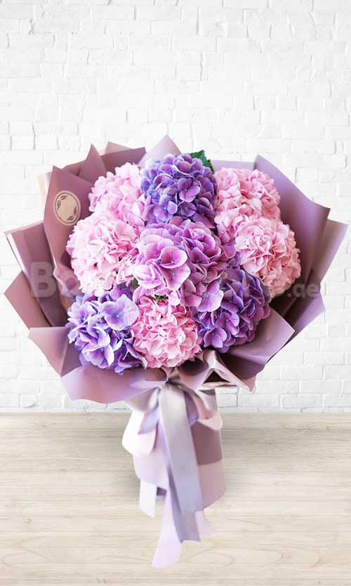 Lovely Pink & Purple Hydrangea Hand Bouquet