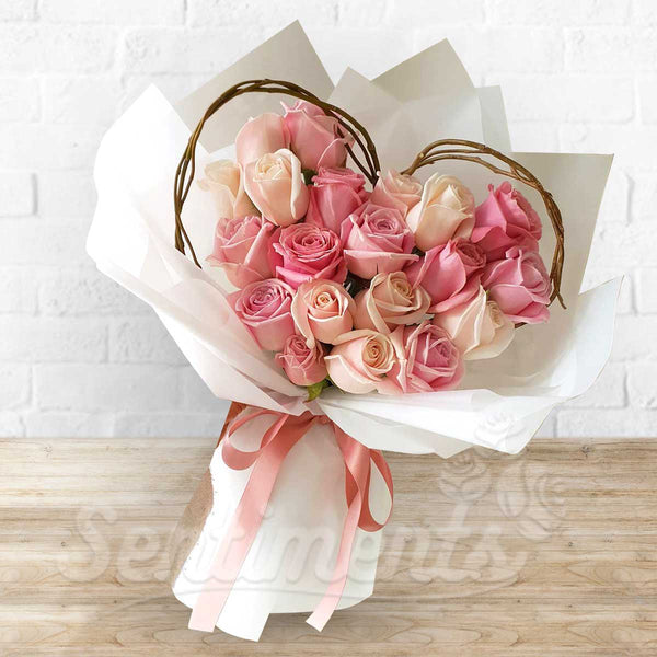 Heartly Pretty in Pink Roses Hand Bouquet