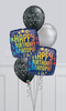 Happy Birthday Grandpa Blue Rainbow Sparkling Chrome Balloon Bouquet