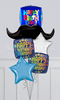 Happy Birthday Grandpa Blue Rainbow Cubez Mustache Balloon Bouquet