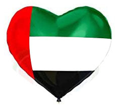 18inches Heart shape UAE Flag foil  Inflated with Helium