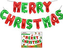 Merry Christmas Red & Green- Balloon Banner - Air-Filled - NON FLYING / NO HELIUM