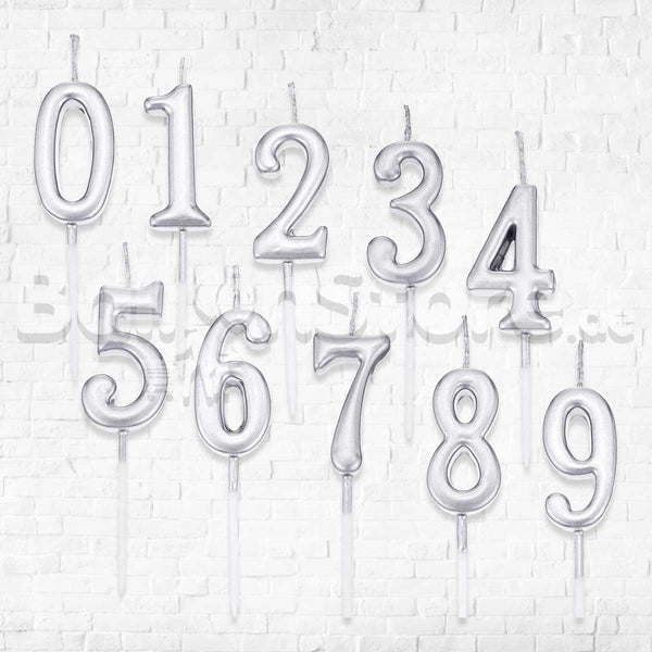 Silver Number Party Candles  - PLEASE SELECT NUMBER