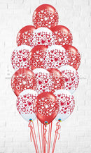 15 Double Hearts Wrap Print Balloons with weight