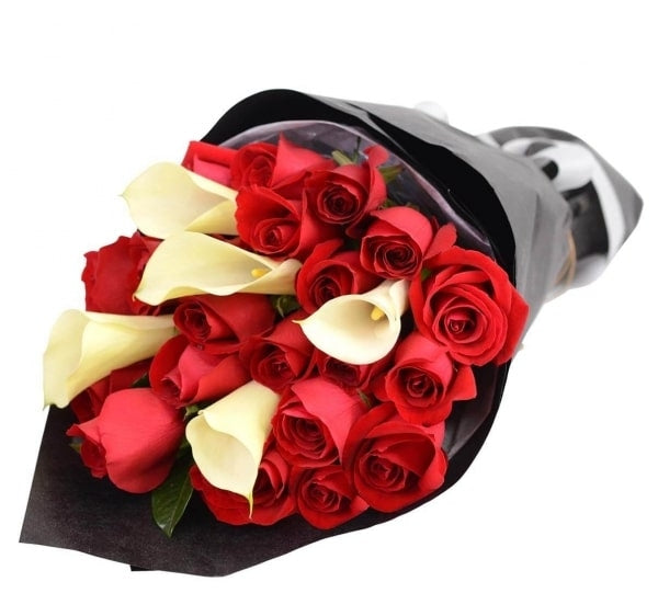 Red Roses & White Cala Bouquet