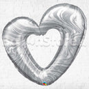 Shape Foil Open Heart Marble - Silver