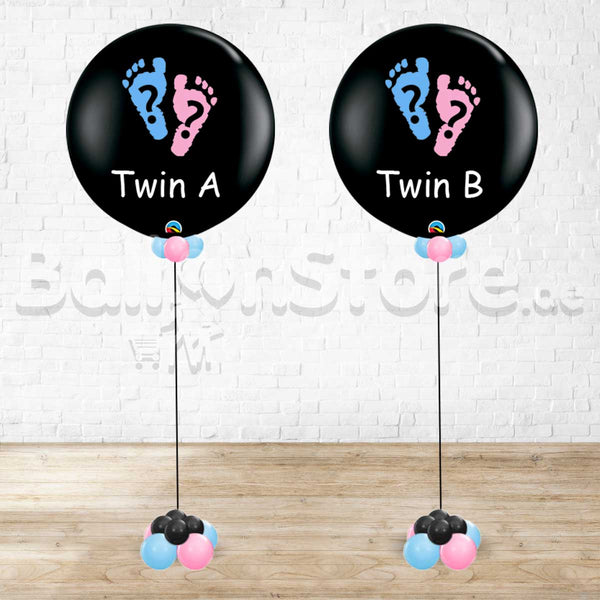 Twin Baby Gender Reveal -filled with a beautiful mixture of blue (Blue/White/Gold confetti mix) or pink (Pink/Gold/White Mixed)  paper confetti.