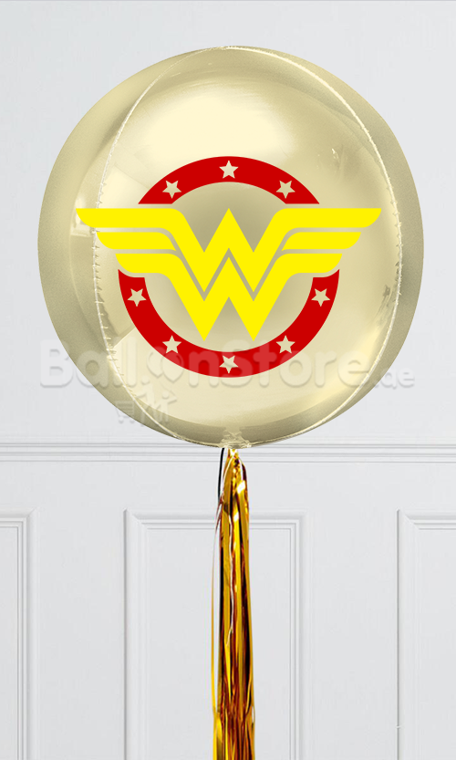 Wonder Woman Logo  Custom Text ORBZ Balloons - 15inches Round Foil