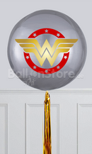 Wonder Woman Logo  Custom Text ORBZ Balloons - 15inches Round Foil