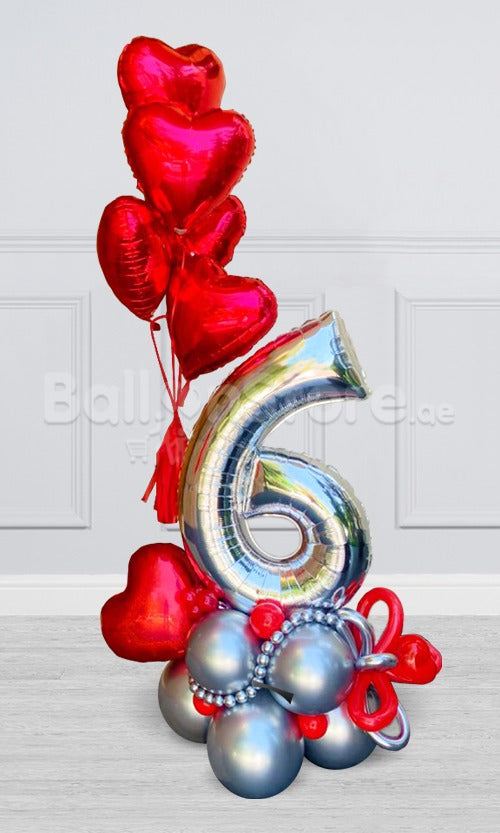 Any Number Love Heart Balloon Arrangement