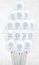 EXPO 2020 All White Balloon Bouquet on a Weights and Hi-float