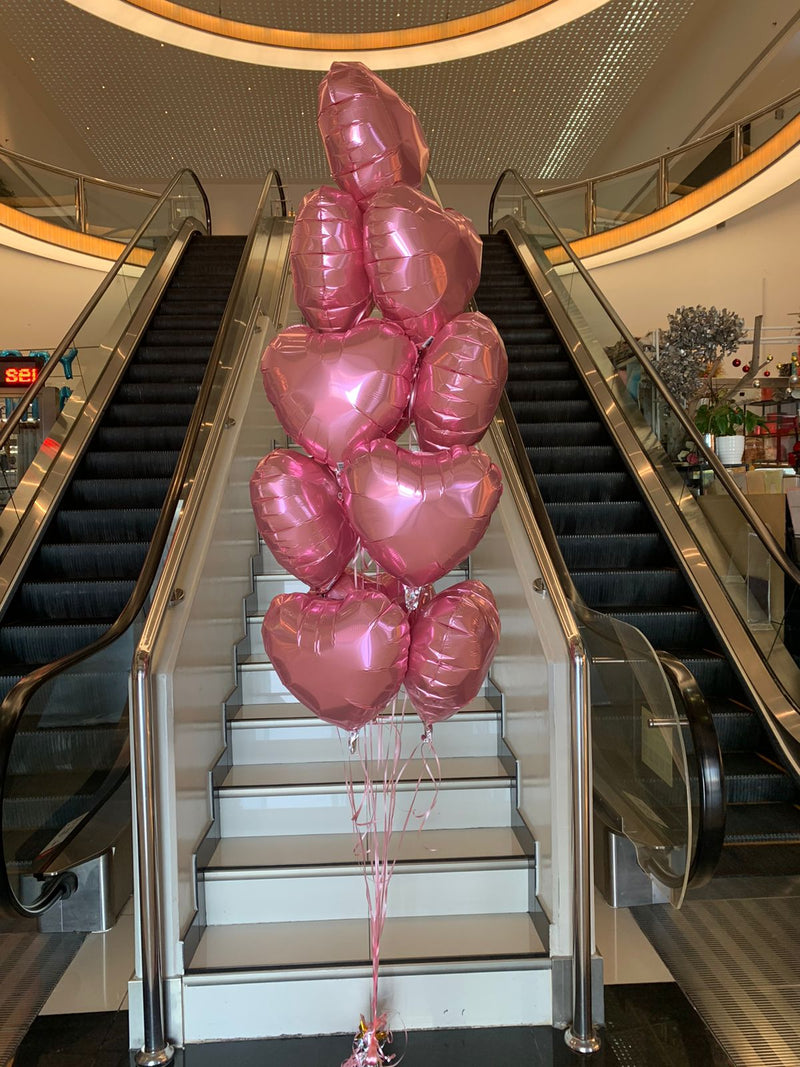 Dozen Pink Hearts Balloon With Weight