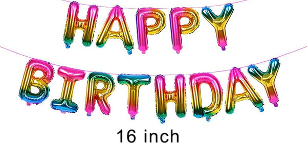 Assorted Color Happy Birthday Foil Balloons Banner - Air-Filled - NON FLYING / NO HELIUM