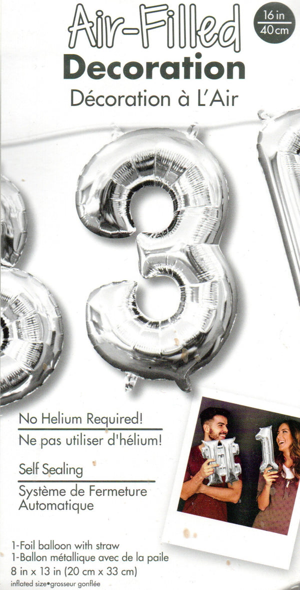 16inch Number 3 Silver -NON FLYING  Air-Filled Only