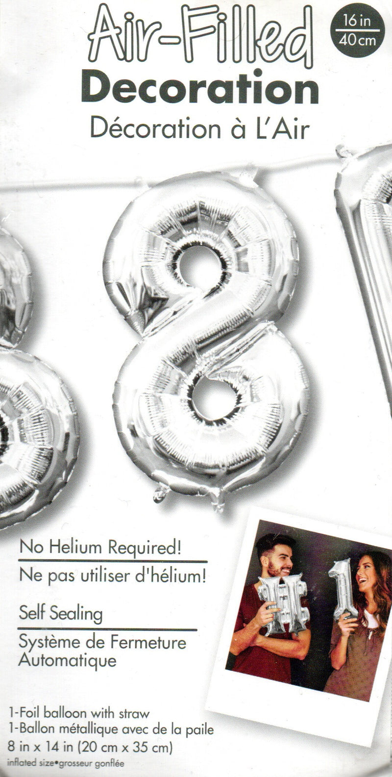 16inch Number 8 Silver - NON FLYING Air-Filled Only
