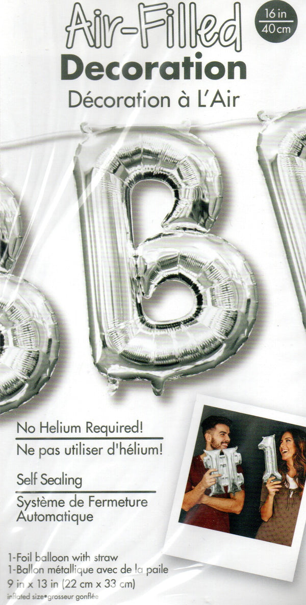 16inch Letter B Silver -  NON FLYING Air-Filled Only