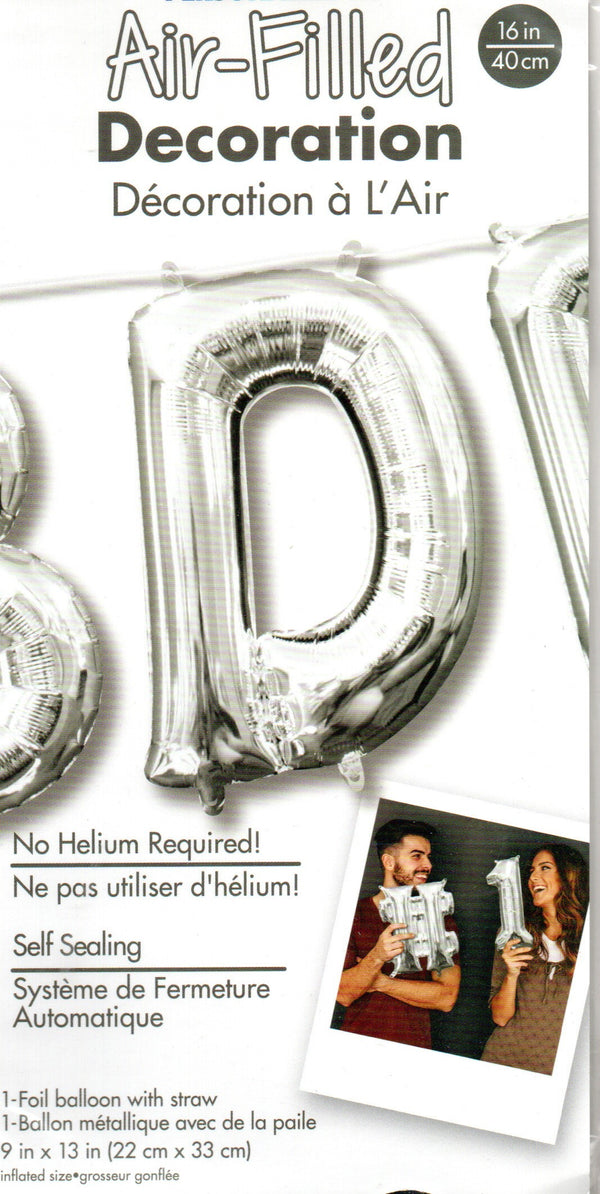 16inch Letter D Silver -  NON FLYING Air-Filled Only
