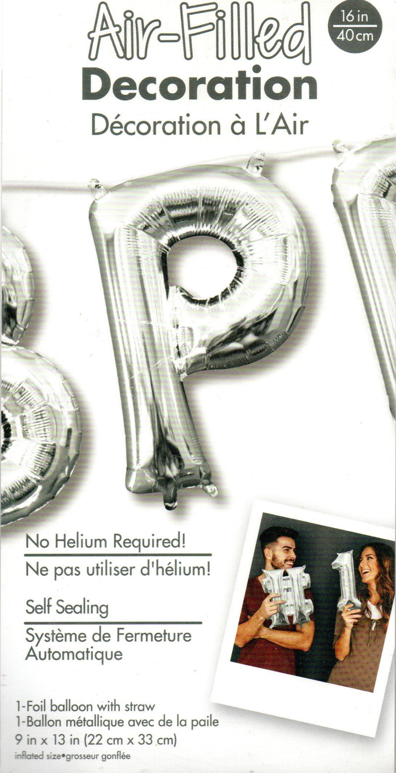 16inch Letter P Silver -  NON FLYING Air-Filled Only