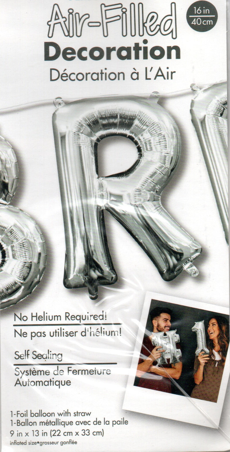 16inch Letter R Silver -  NON FLYING Air-Filled Only