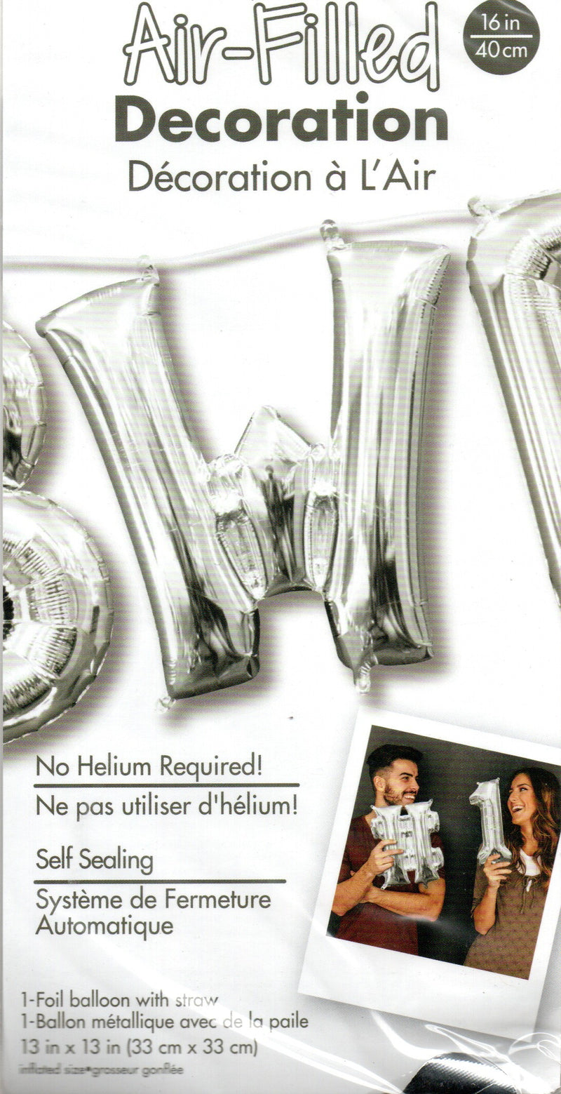16inch Letter W Silver -  NON FLYING  Air-Filled Only