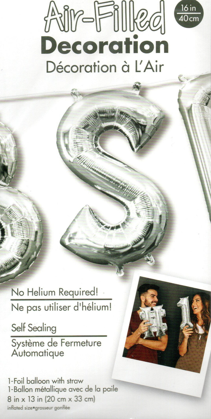 16inch Letter S Silver -  NON FLYING Air-Filled Only
