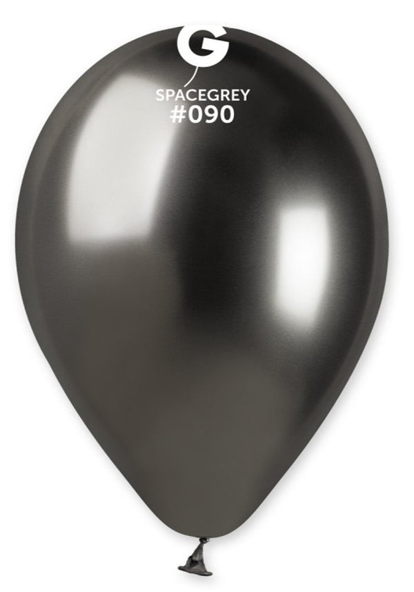 Space Grey Chrome Latex Balloons